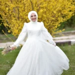 Omuzları Kabarık Helen Model Tesettür Gelinlik (Müşteri Fotoğrafı)