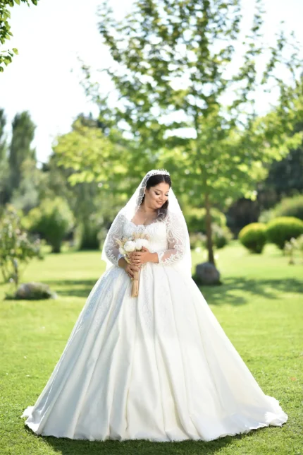 Tül Kollu Prenses Model Gelinlik (Müşteri Fotoğrafı)