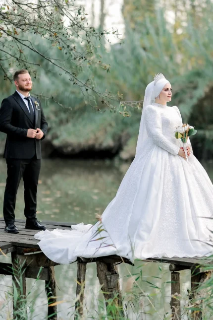 Prenses Model Tesettür Gelinlik (Müşteri Fotoğrafı)