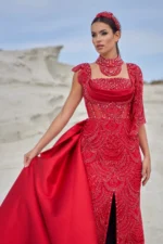 Abiye Kırmızı Taşlı - Görsel 3