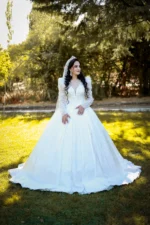 Balon Omuzlu Prenses Model Gelinlik - Görsel 4