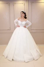 Straplez Uzun Kollu Prenses Model Gelinlik - Görsel 5