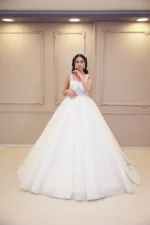 Askılı Transparan Taşlı Prenses Model Gelinlik - Görsel 3