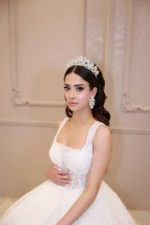 Askılı Transparan Taşlı Prenses Model Gelinlik - Görsel 2