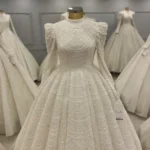 İşlemeli Prenses Model Tesettür Gelinlik