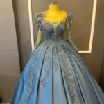 Tül Uzun Kollu Prenses Model Nişanlık